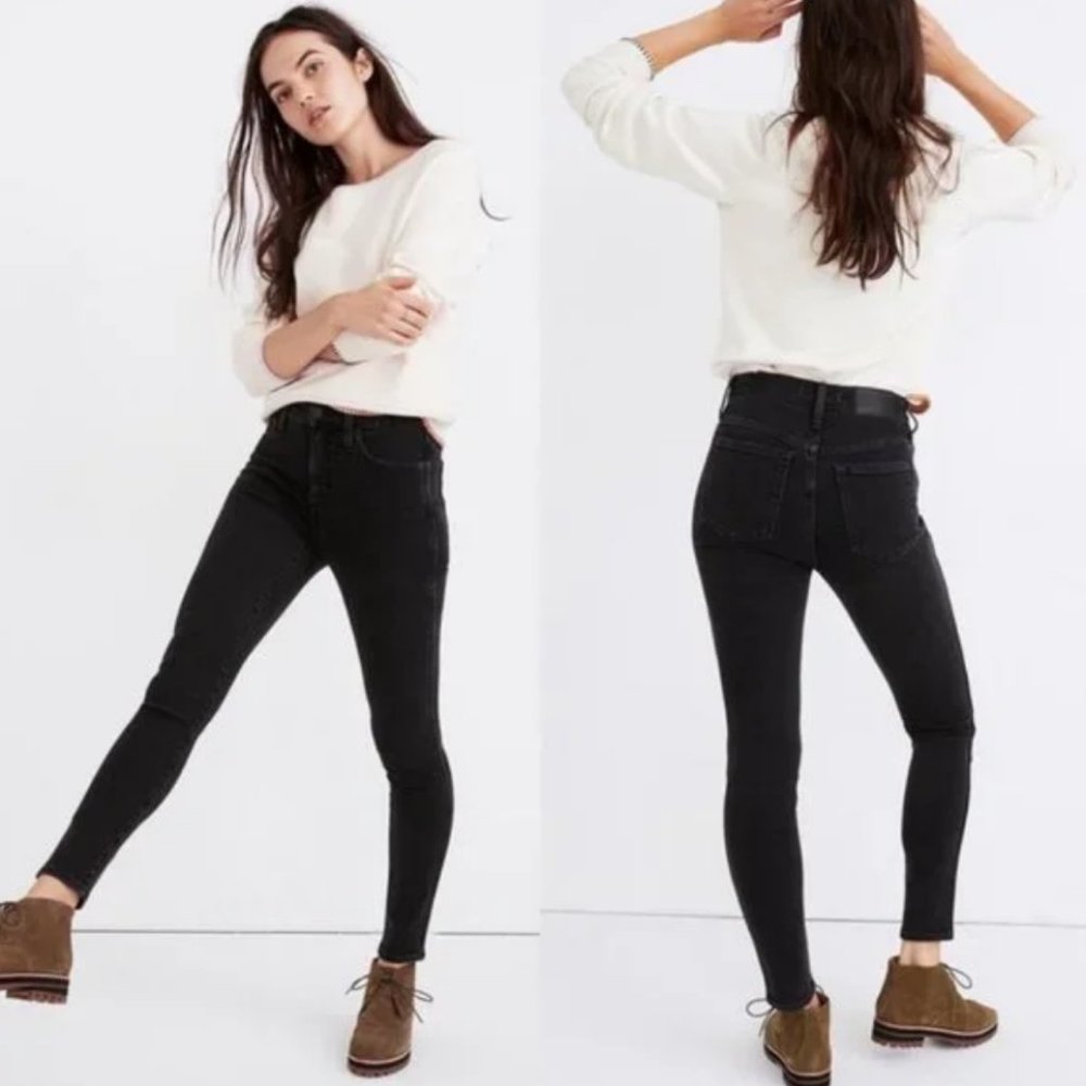 MADEWELL 10" High Rise Skinny Jeans Starkey Black Gray {RR47}